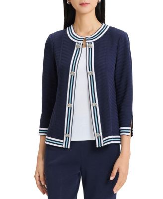  Tonal Herringbone Knit Jacket