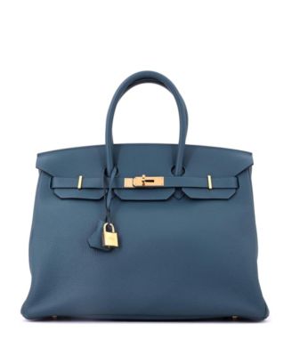 Birkin 35 Handbag Blue Togo with Gold Hardware