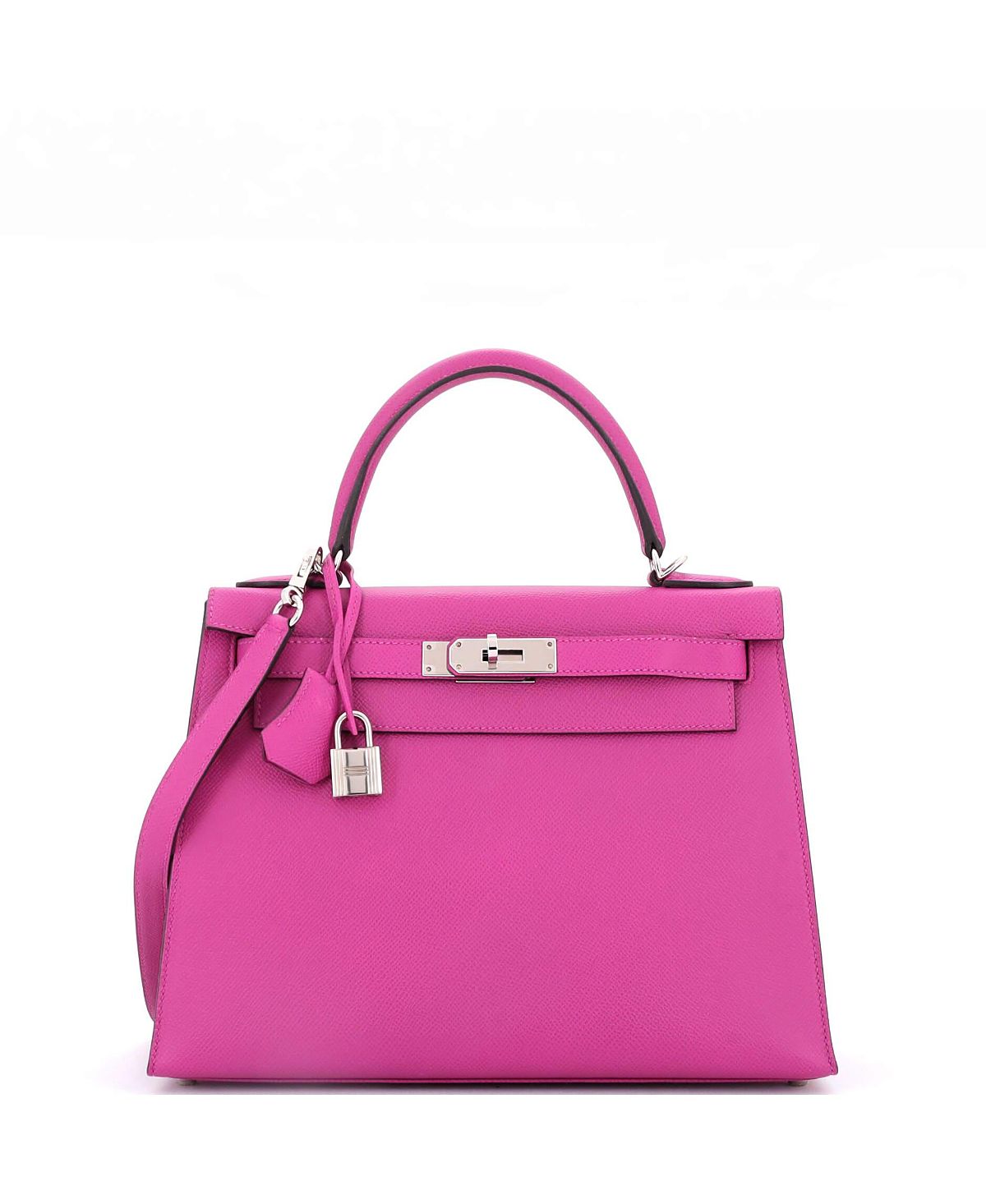 Pre-Owned Hermes Kelly 28 Handbag Pink Epsom with Palladium Hardware