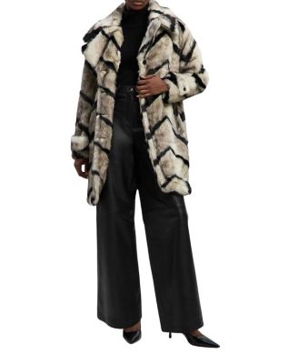 Mono Faux Fur Belted Longline Coat