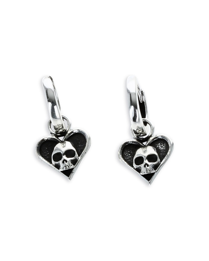 King Baby Studio Sterling Silver High Roller Club Micro Skull Heart Suit Drop Earrings