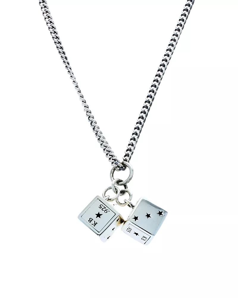 King Baby Studio Sterling Silver High Roller Club Large Dice Pendant Necklace, 24