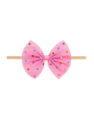Girls' Raspberry Rhinestone Bow Headband - Baby
