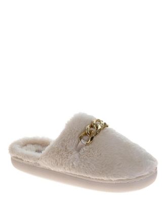 Women's Fuzzy Metal Accent Slippers