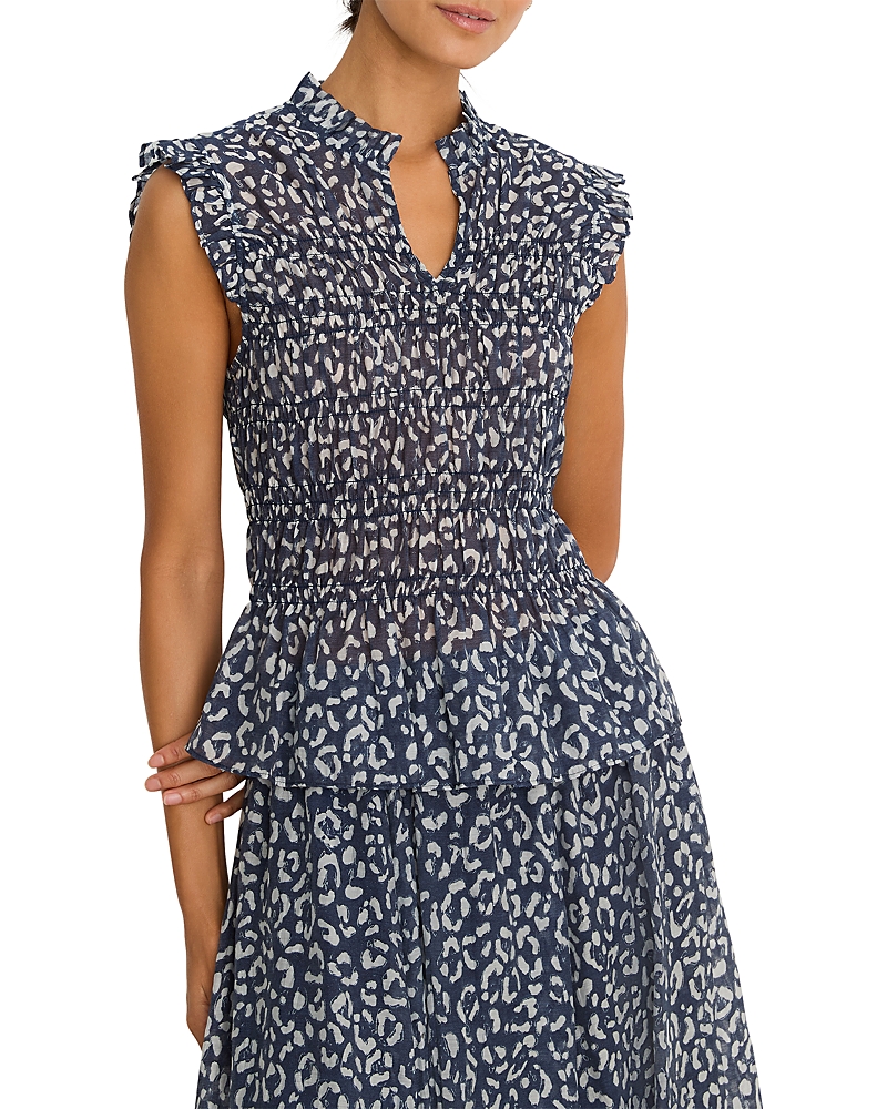 Nic+Zoe Smocked Leopard Sketch Top