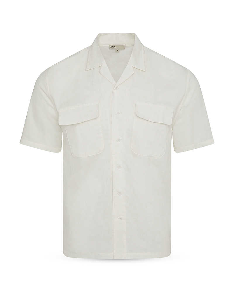 Onia Utility Camp Collar Shadow Stripe Shirt