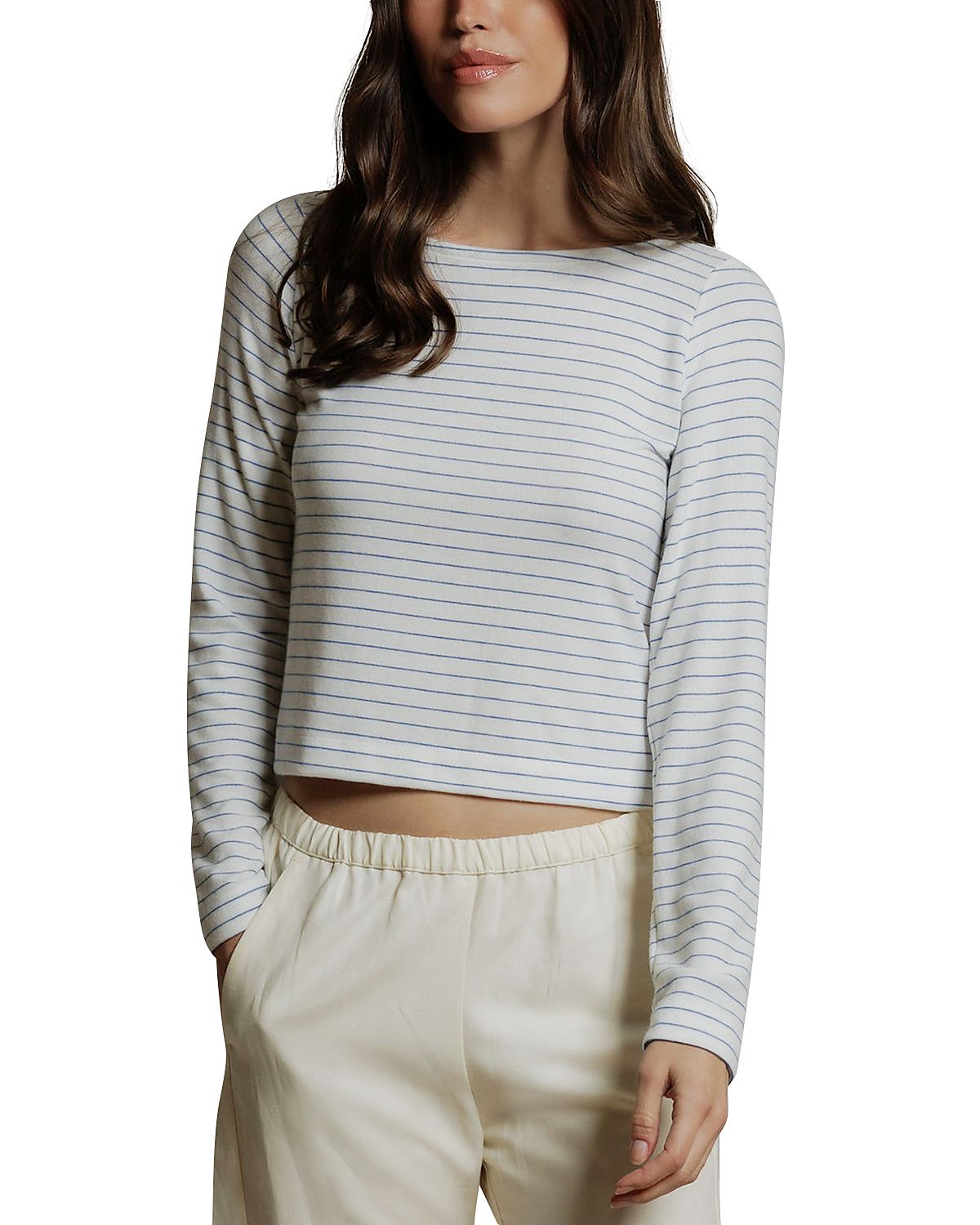 perfectwhitetee Ainsley Brushed Sweater Stripe Long Sleeve Top