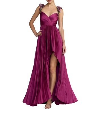 Charmeuse Sleeveless Beaded Detail Gown With Slit