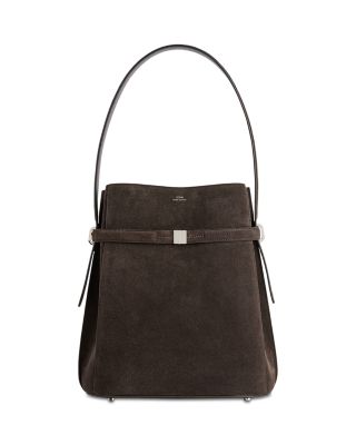 Belted Suede Bucket Bag