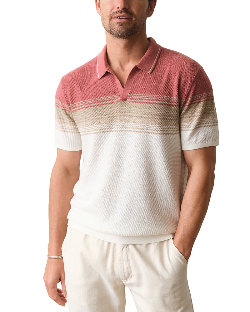 Marine Layer Greyson Withered Rose Stripe Polo Sweater