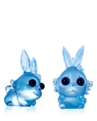 Limited Edition One and the Same Brave Bunny Crystal Glass Figure, Set of 2
