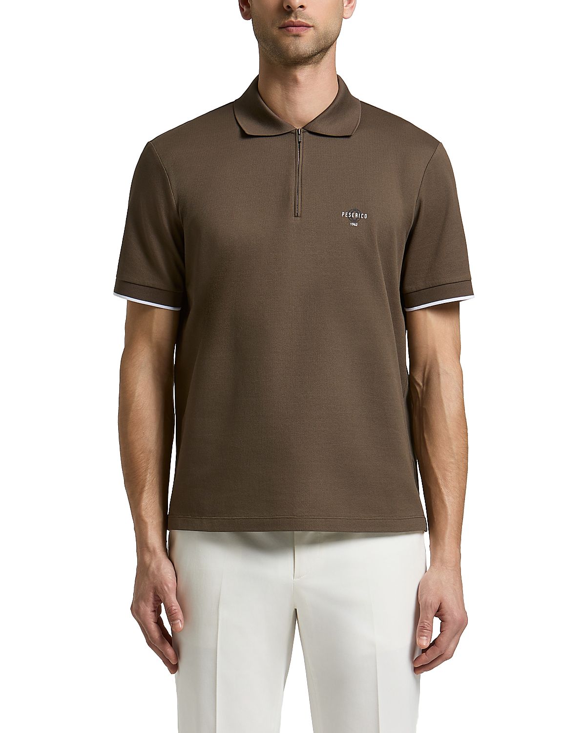 Peserico Zip Logo Polo Shirt