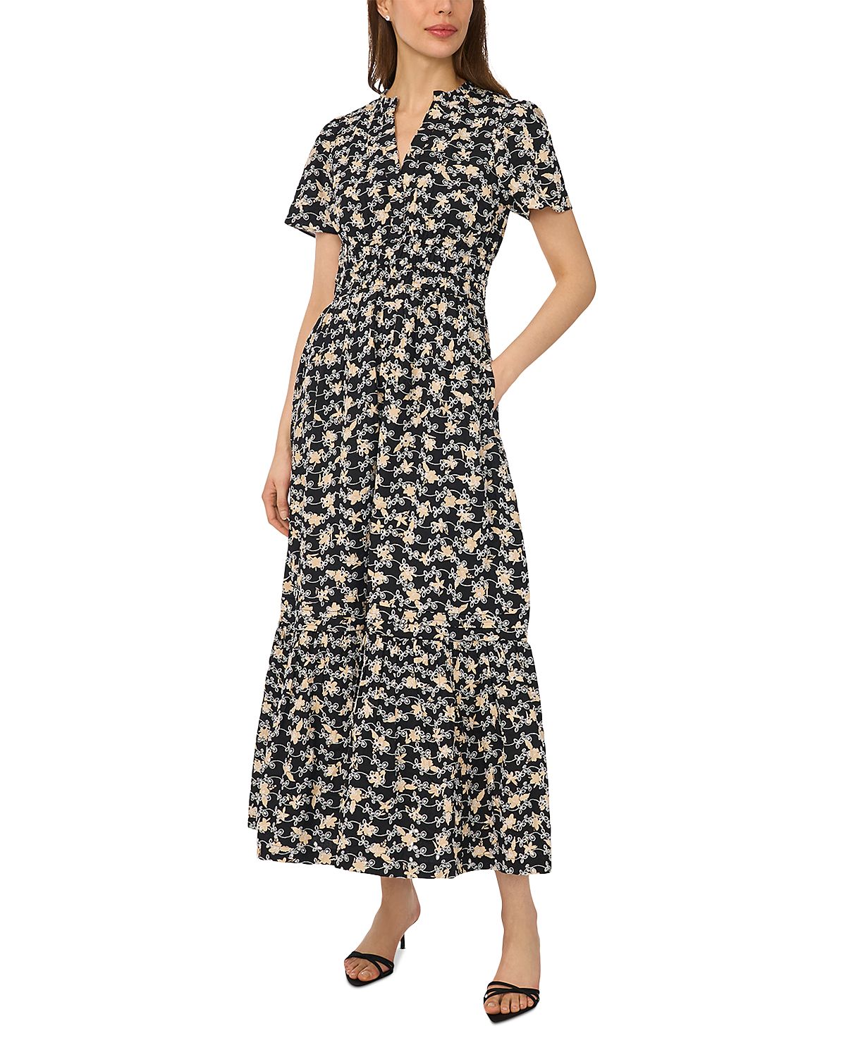 CeCe Split Neck Maxi Dress