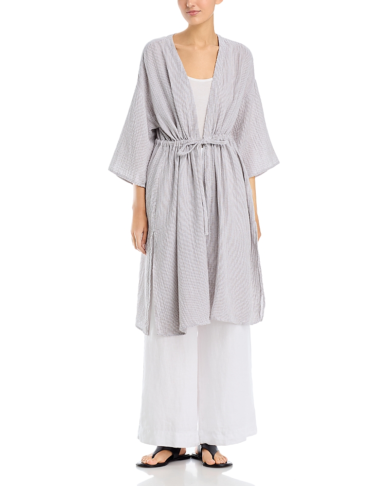 Eileen Fisher Striped Cotton Gauze V Neck Caftan
