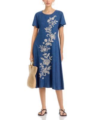 johnny was white embroidered dress Johnny Was Meow Tunic Dress – Boho Chic Summer Dress with Embroidery &  Eyelets — AfterRetail main image 1