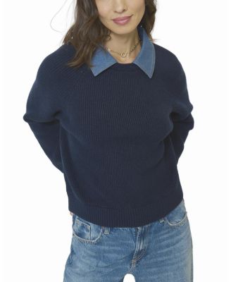  Women's Dash Denim Collar Pullover Sweater