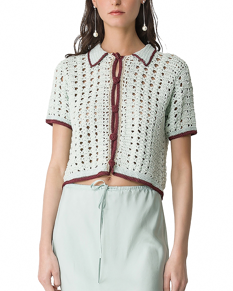 forte_forte Cable Luxe Crocheted Polo Shirt