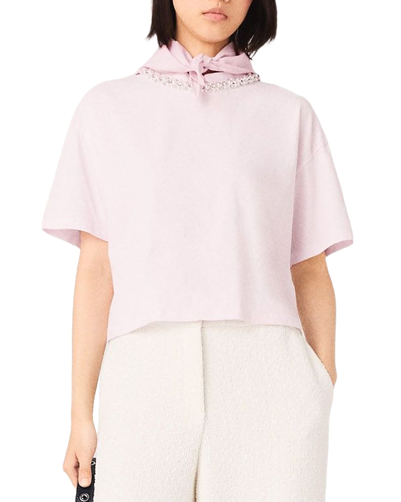 Maje Tibluebis Embellished Neck T-Shirt