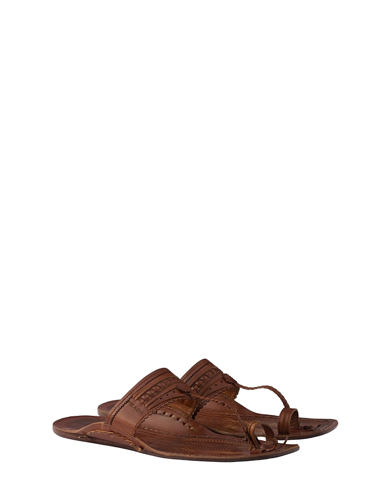 Prada Men's Made In India X Inspired By Kolhapuri Chappal Leather Sandals