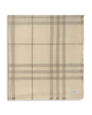 Wide Reversible Check Wool & Silk Scarf 