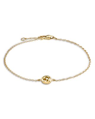 18K Yellow Gold Interlocking Logo Chain Link Bracelet