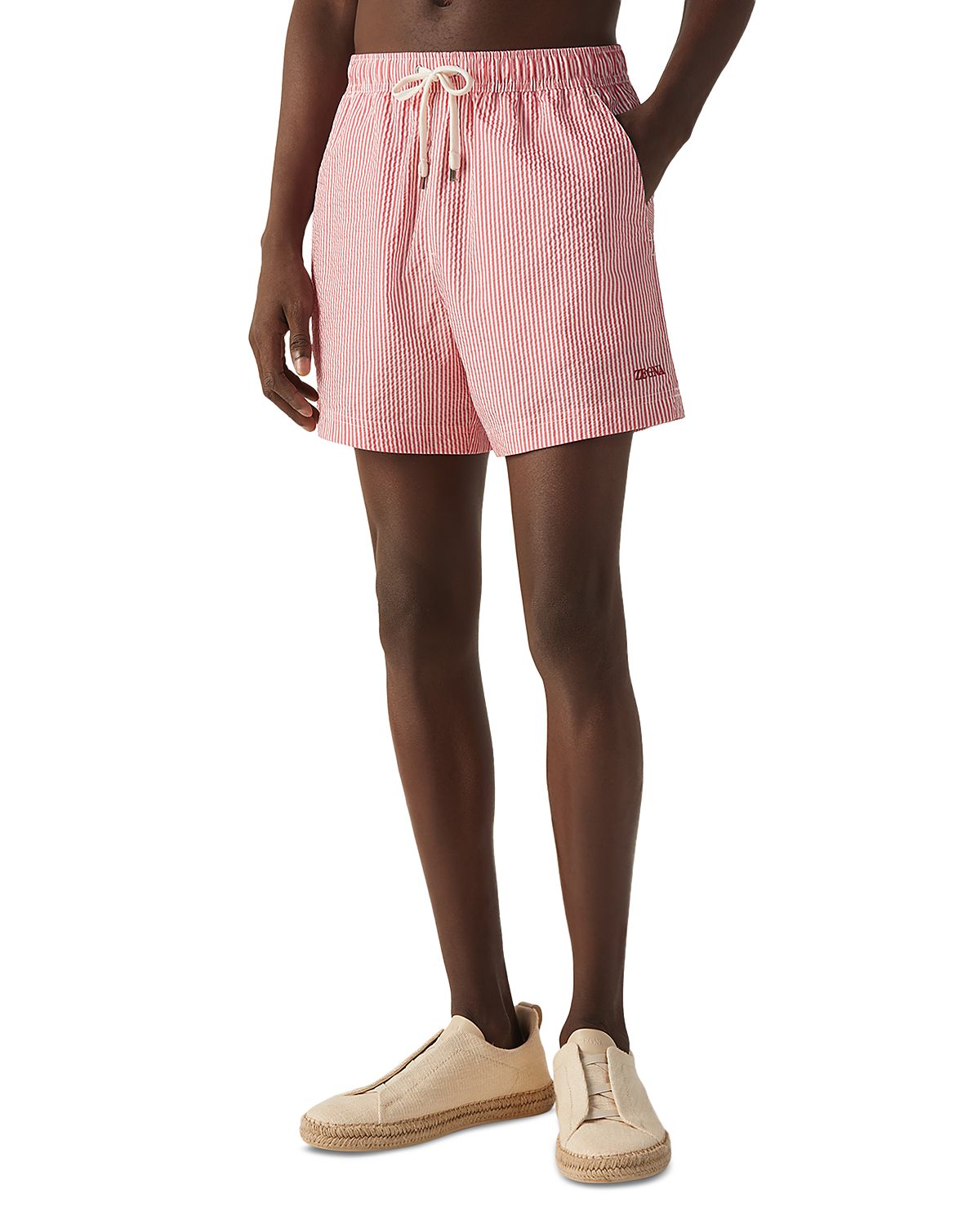 Zegna Regular Fit Stripe Swim Trunks