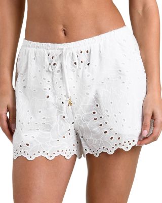 Enyo Monstera Eyelet Cover-Up Shorts