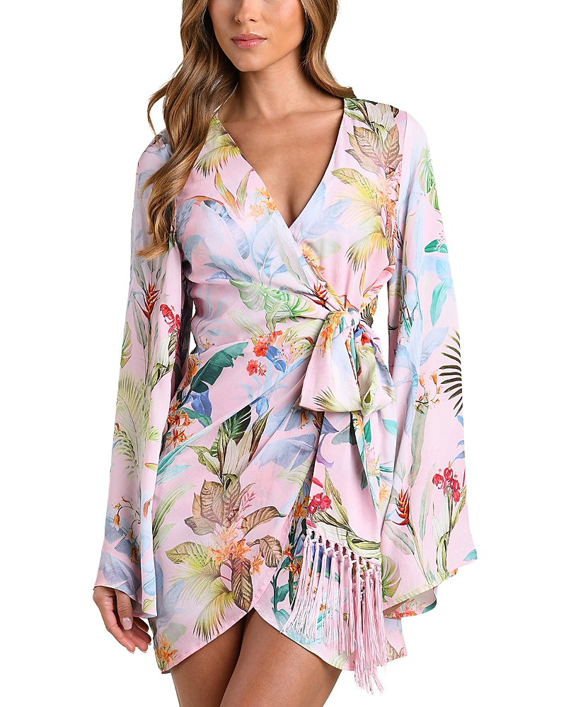 L'Agence Kohima Colorful Palm Mini Cover-Up Dress