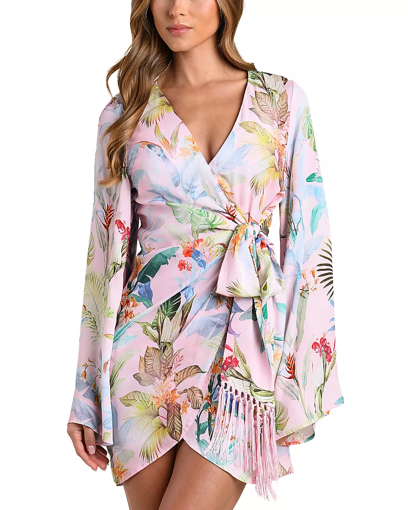L'Agence Kohima Colorful Palm Mini Cover-Up Dress