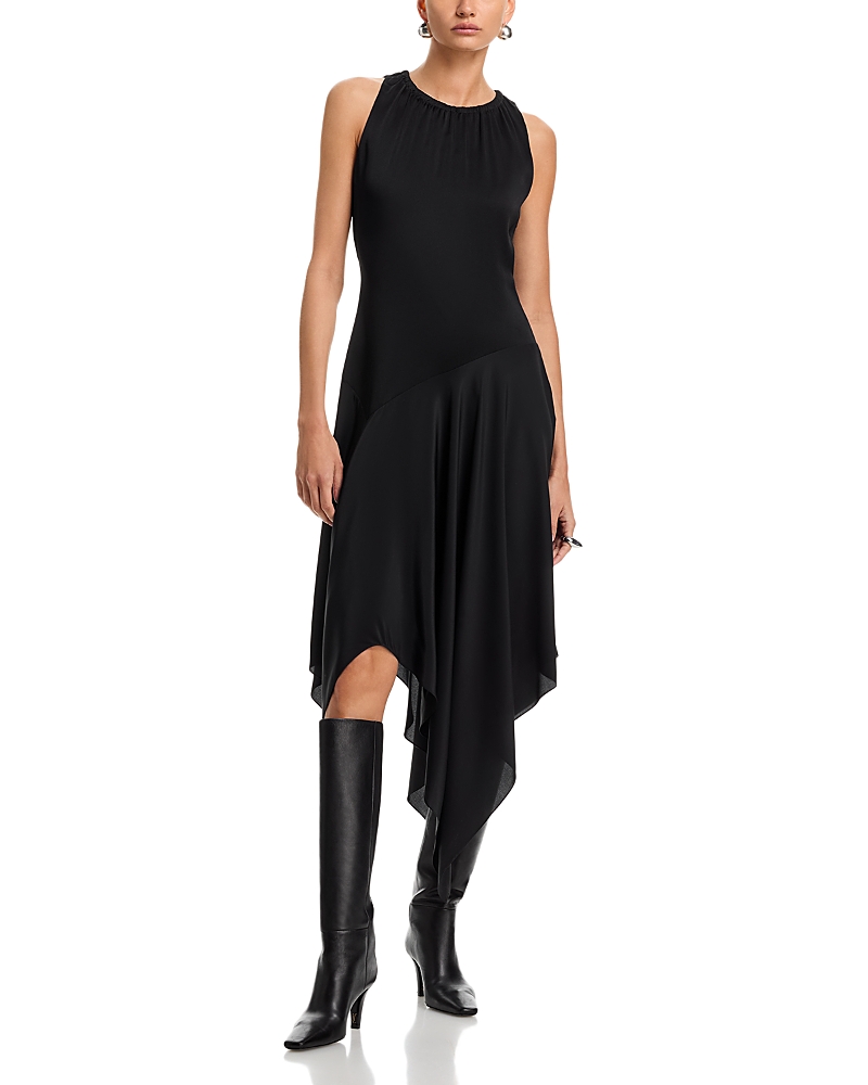 McQueen Satin Sleeveless Asymmetrical Dress