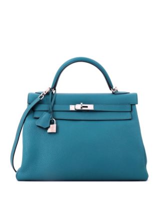 Kelly 32 Handbag Blue Togo with Palladium Hardware