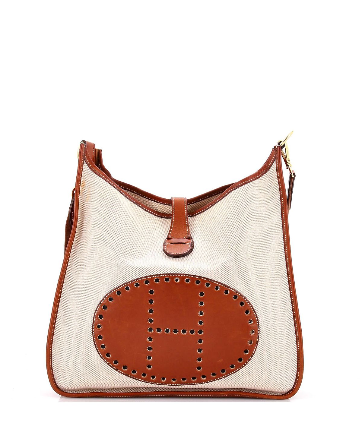 Pre-Owned HERMES Pm Evelyne Bag Gen I Toile and Leather