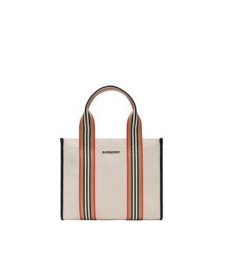  Small Icon Stripe Trim Canvas Tote