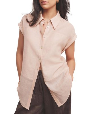  Women's Linen Blend Panel Shirt