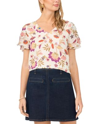 V Neck Ruffle Seam Blouse