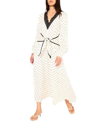  Women's Polka Dot Tie Maxi Dress