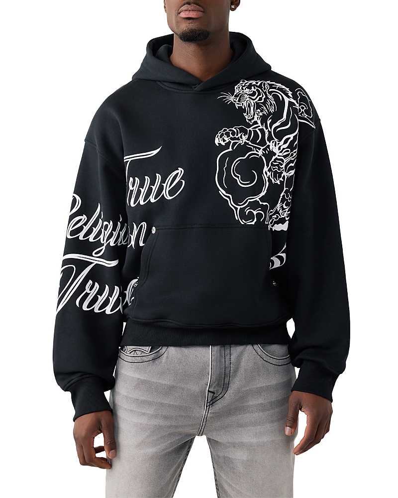 True Religion Cinched Logo Graphic Pullover Hoodie