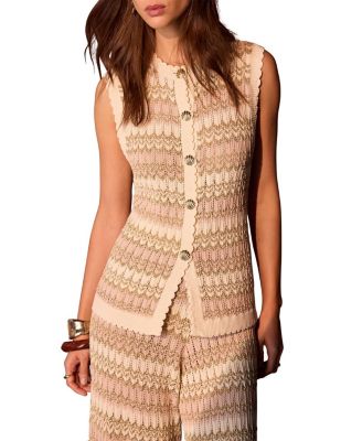  Women's Striped Knit Waistcoat