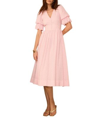  Women's Checked Midi Dress