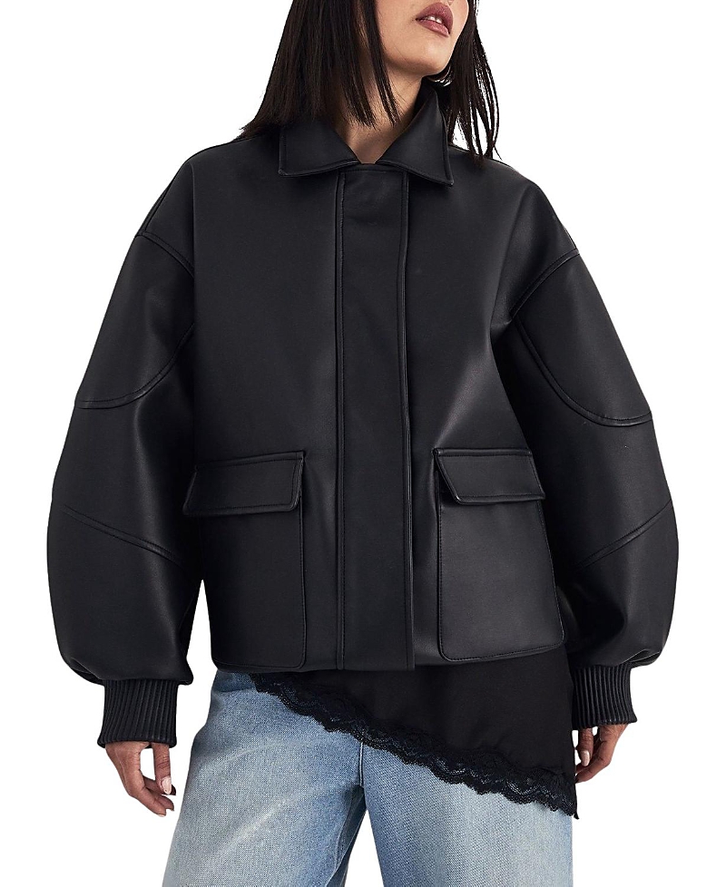 Nasty Gal Longline Faux Leather Bomber Jacket