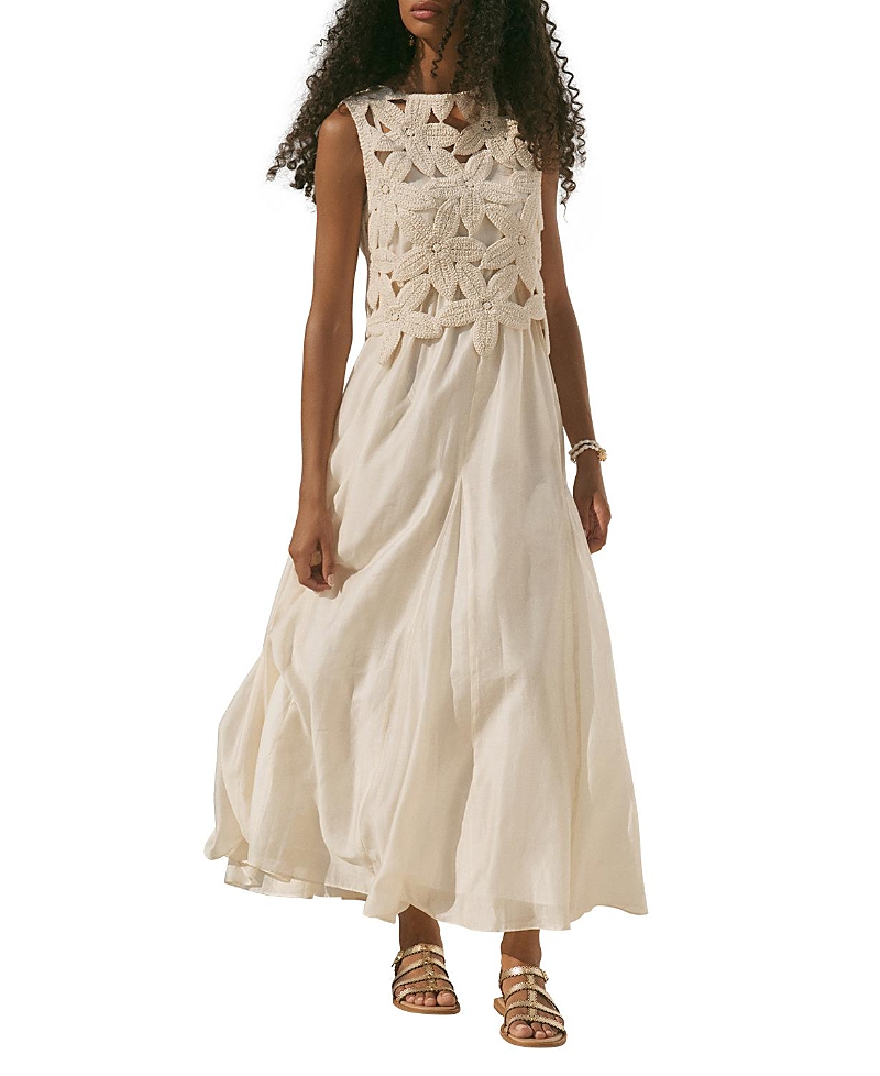 Mint Velvet Women's Cotton Blend Sleeveless Crochet Maxi Dress
