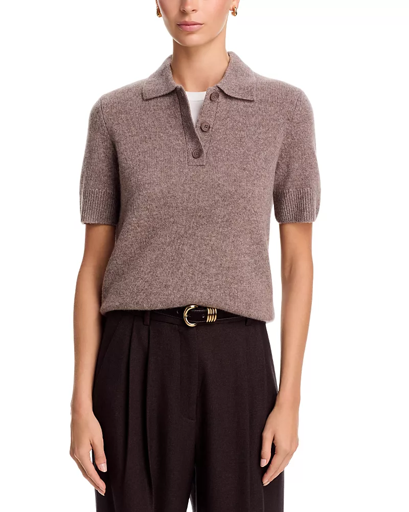 C by Bloomingdale's Cashmere Short Sleeve Polo Cashmere Sweater - Exclusive