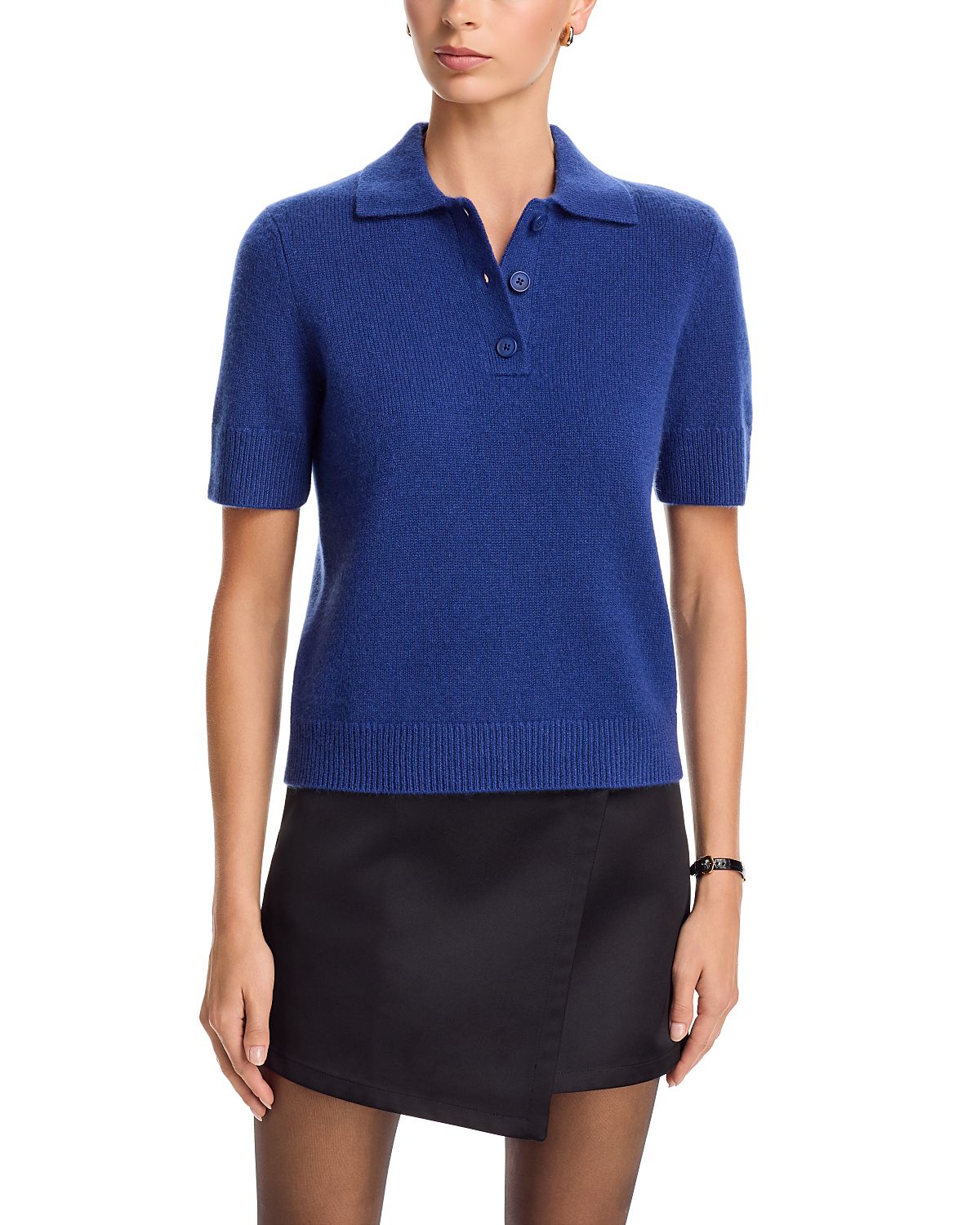 C by Bloomingdale's Cashmere Short Sleeve Polo Cashmere Sweater - Exclusive