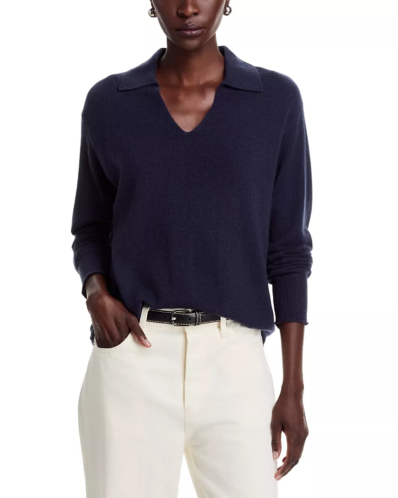 C by Bloomingdale's Cashmere Split Collar Polo Cashmere Sweater, Exclusive
