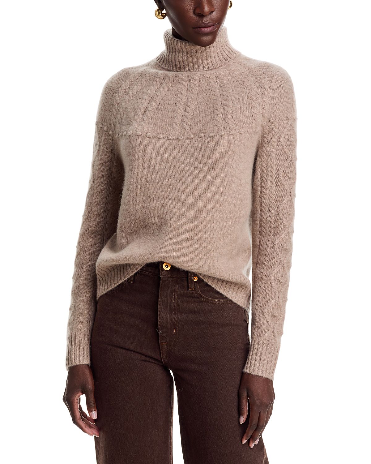 C by Bloomingdale's Cashmere Cable Turtleneck Cashmere Sweater - Exclusive