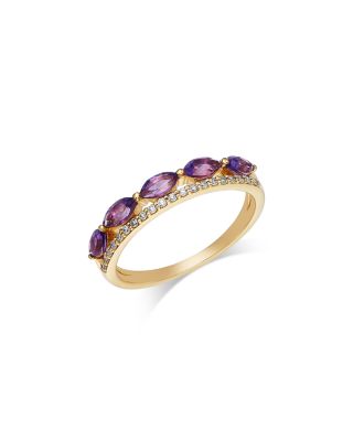 Gemstone & Diamond Classic Band in 14K Yellow Gold