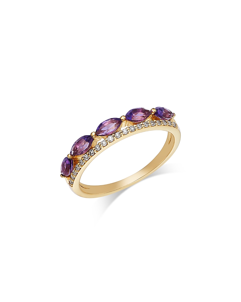Bloomingdale's Fine Collection Gemstone & Diamond Classic Band in 14K Yellow Gold · 7