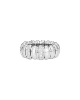 18K White Gold Diamond Canale Stretch Ring, 0.42 tcw
