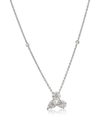 18K White Gold Diamond Three Element Pendant Necklace, 1.1 tcw