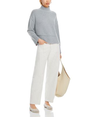 100% Cashmere Boxy Mock Neck Sweater - Exclusive - thumbnail 6